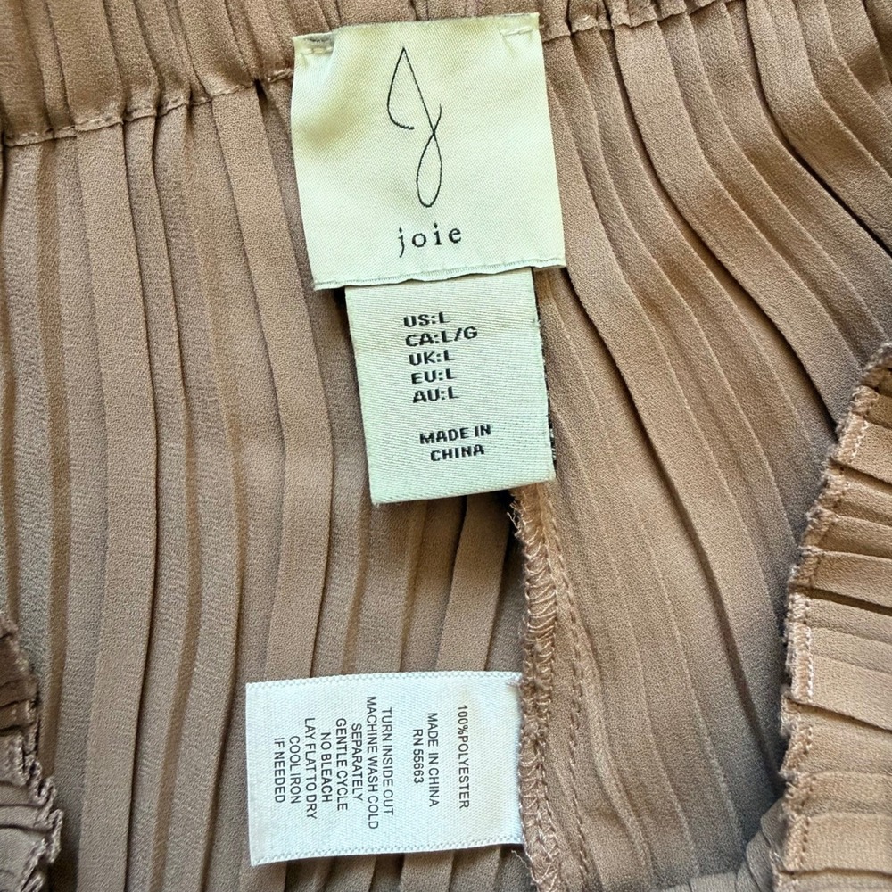Joie Women Mauve Taupe Pleated Wide Leg High Rise Pull On Crop Pants Large Boho - Picture 4 of 9